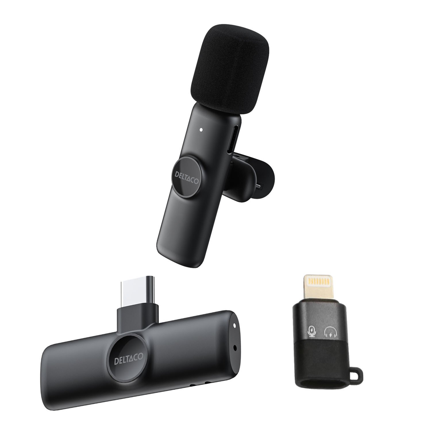 Deltaco USB-C Wireless Vlogging Microphone - Black