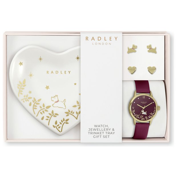 Buy Radley Cranberry Leather Watch Earring Trinket Tray Set Womens watches Argos