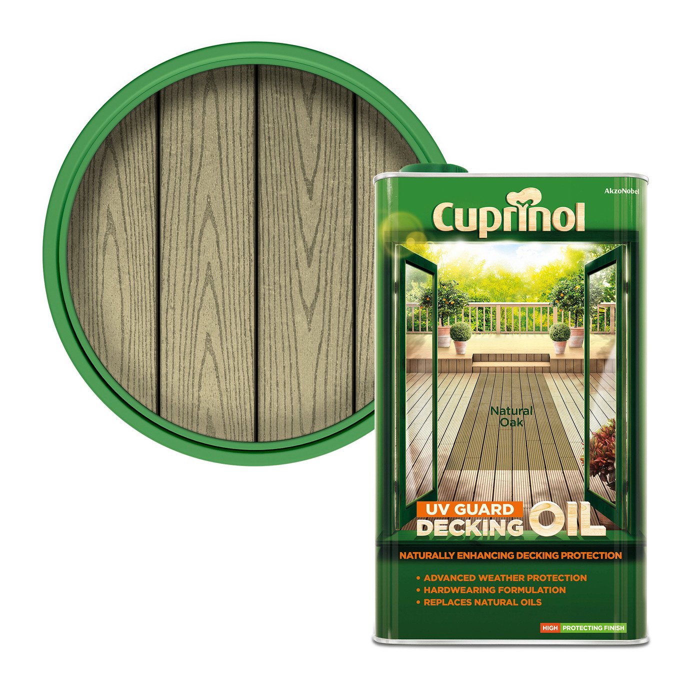 Cuprinol UV Guard Decking Oil Natural Oak- 5L
