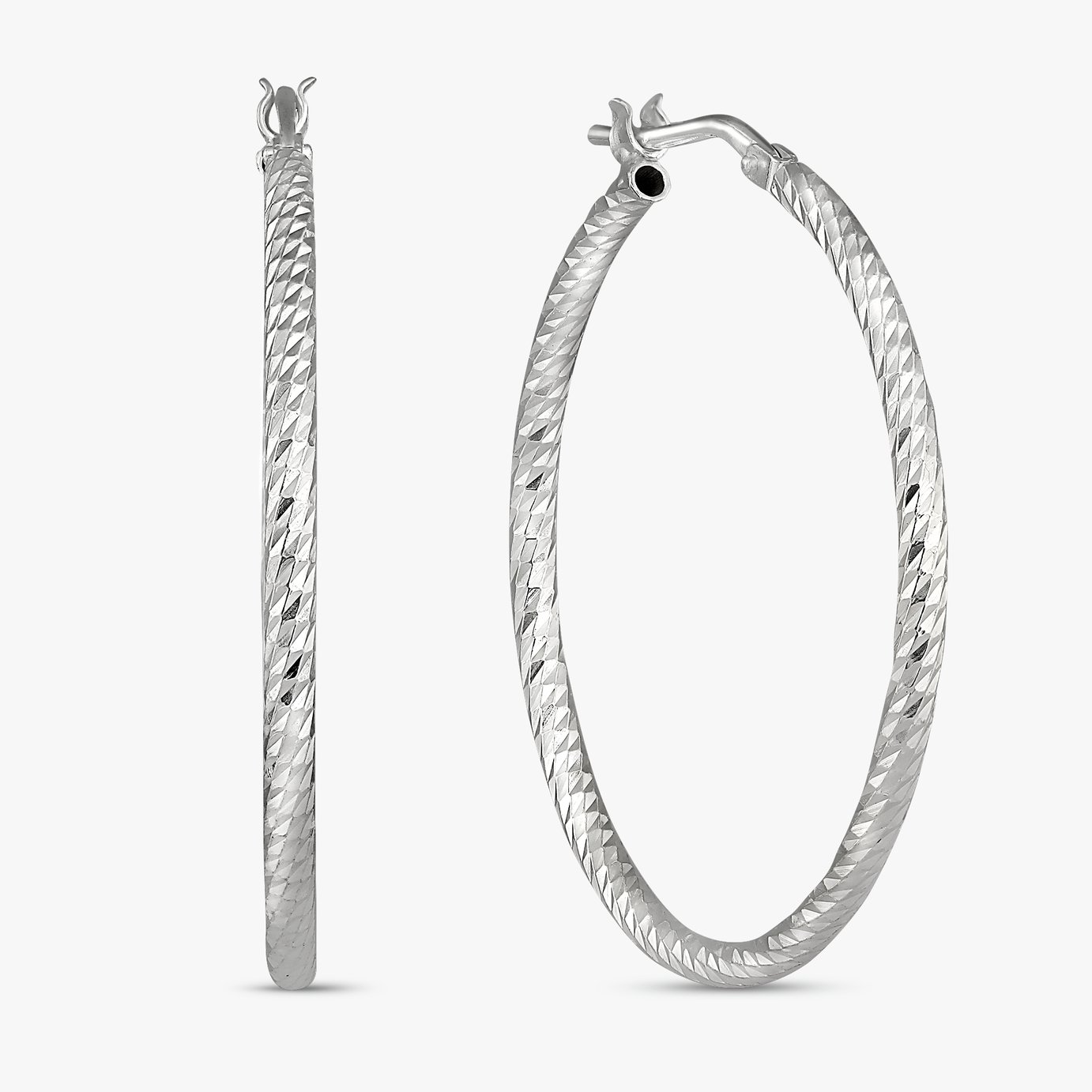 Revere Sterling Silver Diamond Cut Large Hoop Earrings