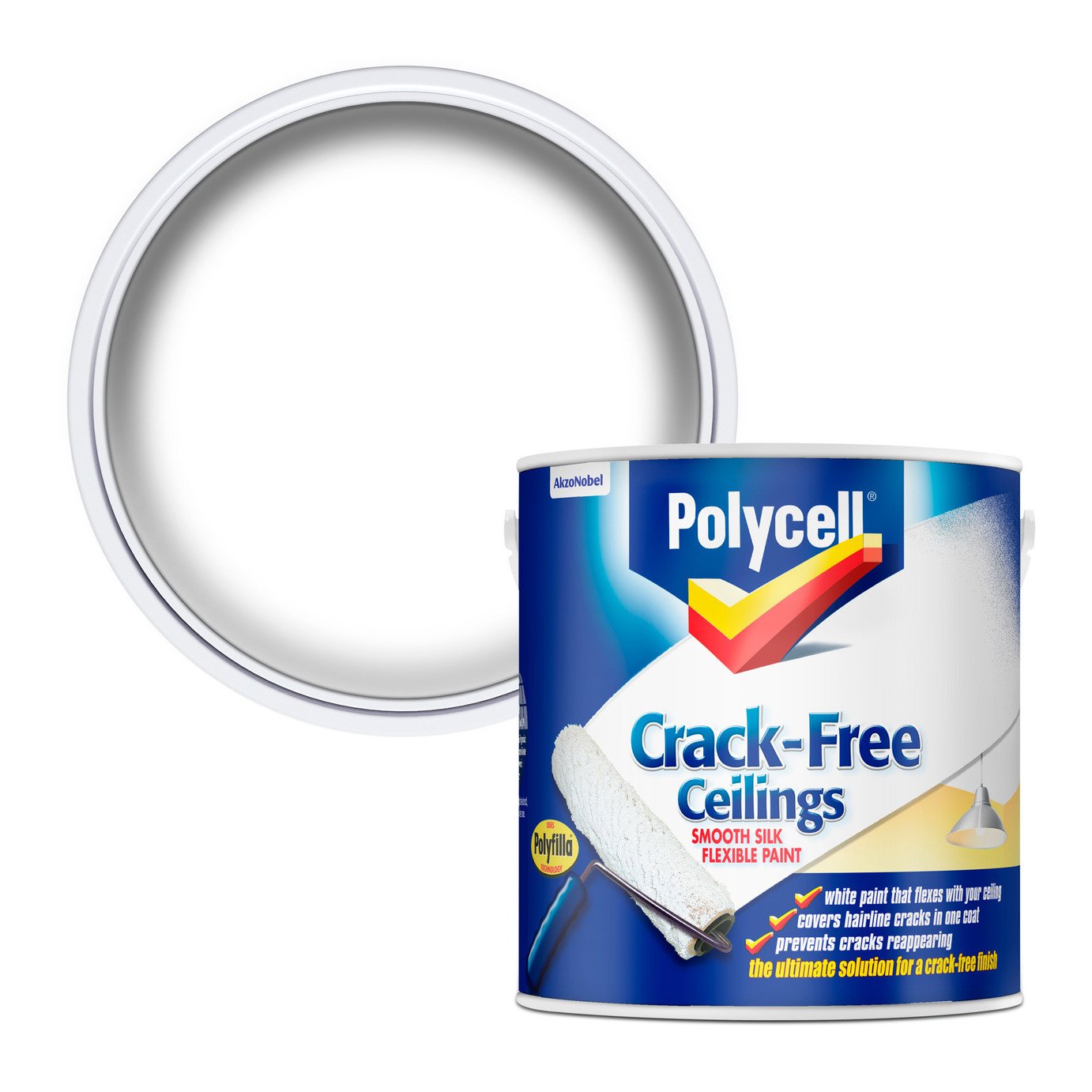 Polycell Crack Free Ceilings Smooth Silk Flexible Paint–2.5L