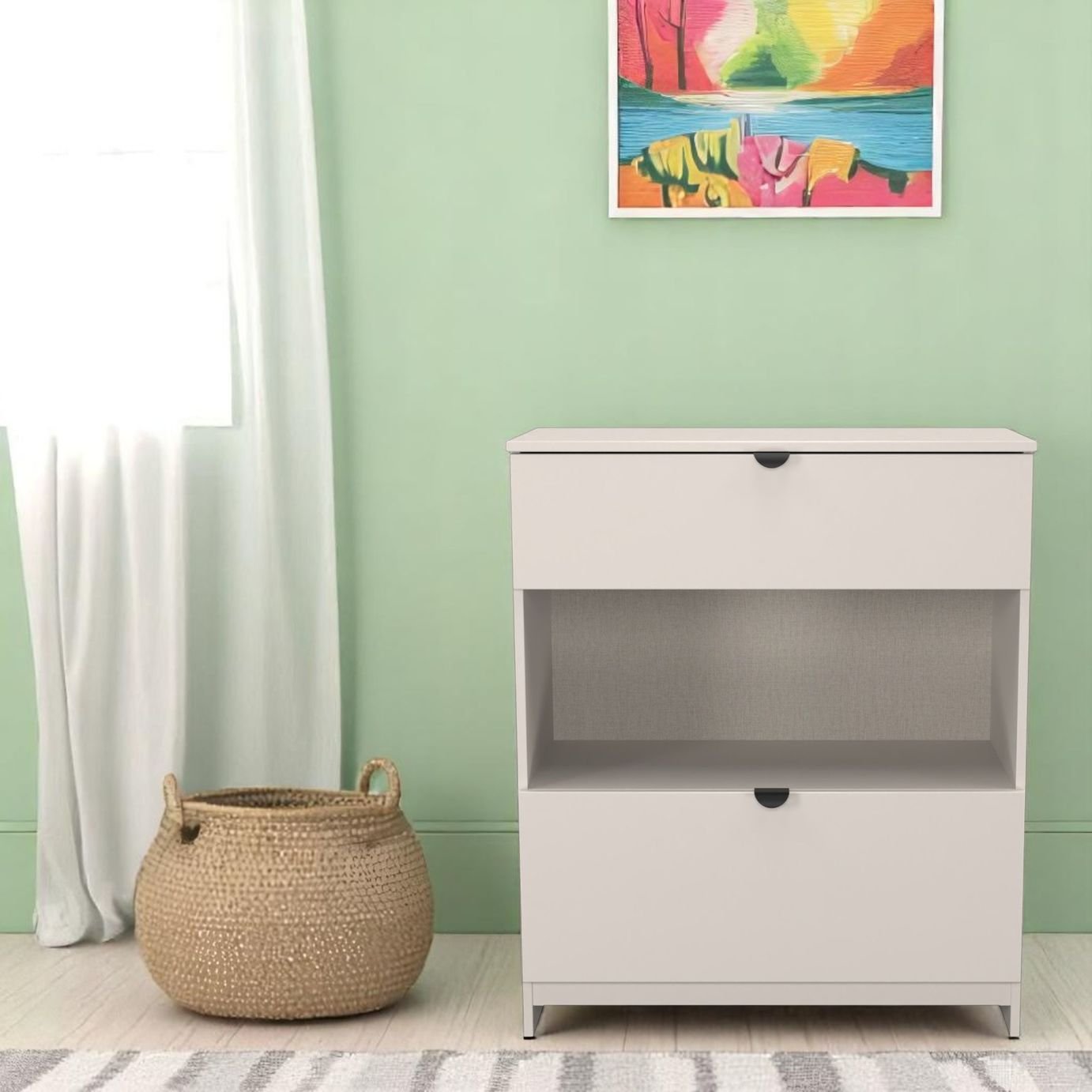Livara Ready Assembled Canmore 2 Drawer Chest With Shelf