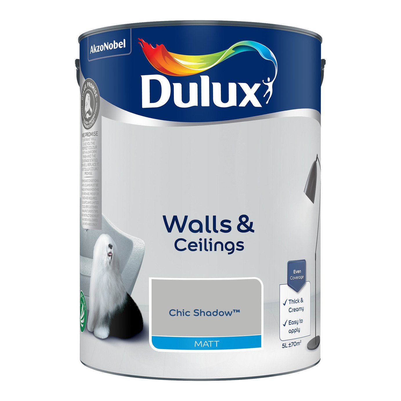 Dulux Walls & Ceilings Matt Paint Chic Shadow - 5L