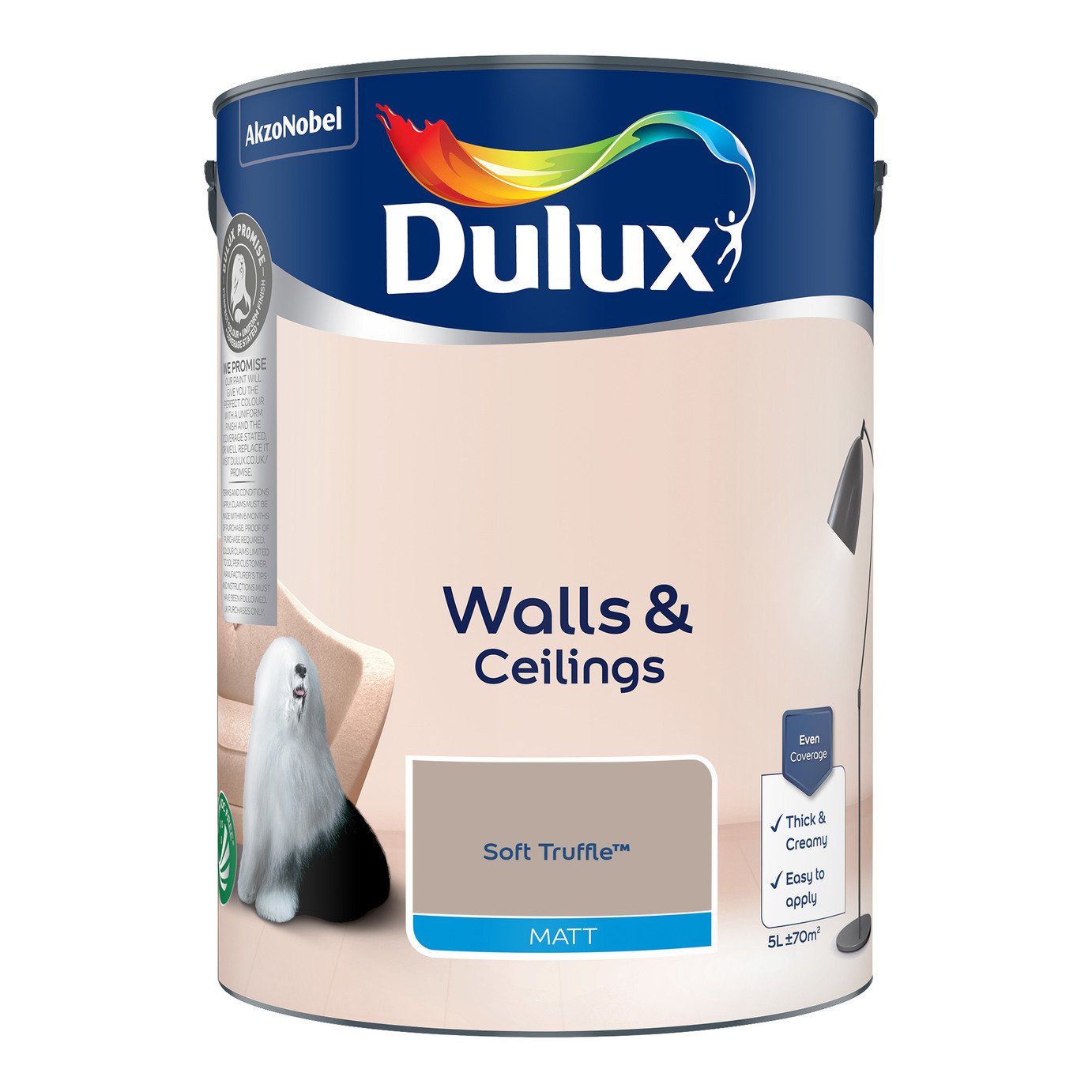 Dulux Walls & Ceilings Matt Paint Soft Truffle - 5L