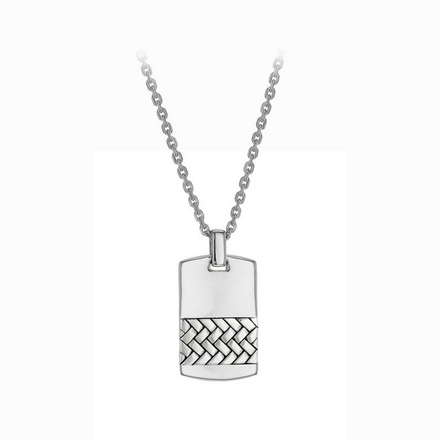 Mens silver dog tag on sale chains