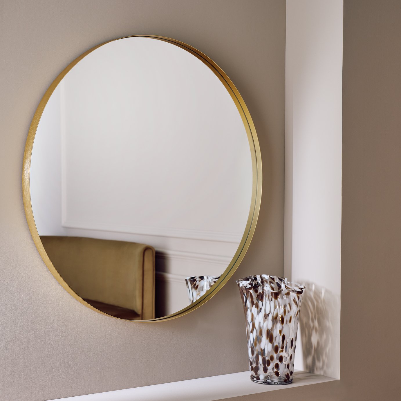 Argos Home Gold Effect Aluminium Deep Round Wall Mirror - 80cm