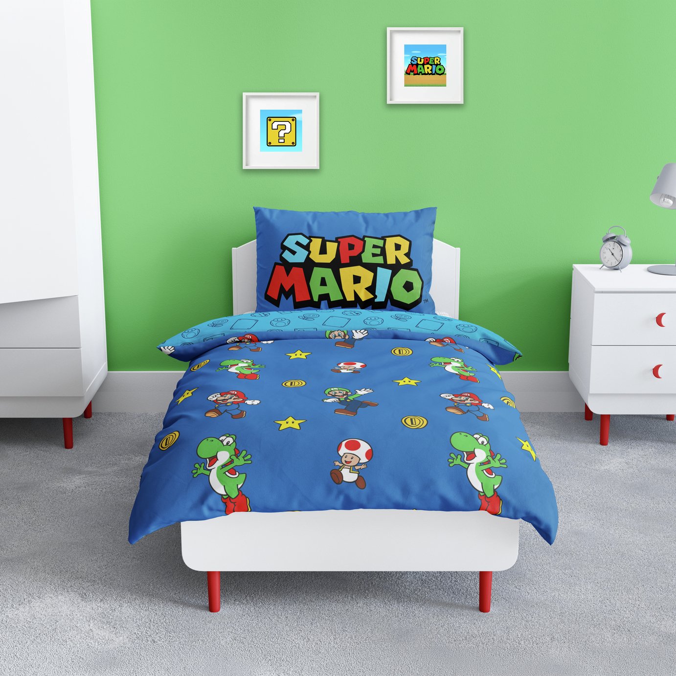 Nintendo Super Mario Kids Blue Bedding Set - Double