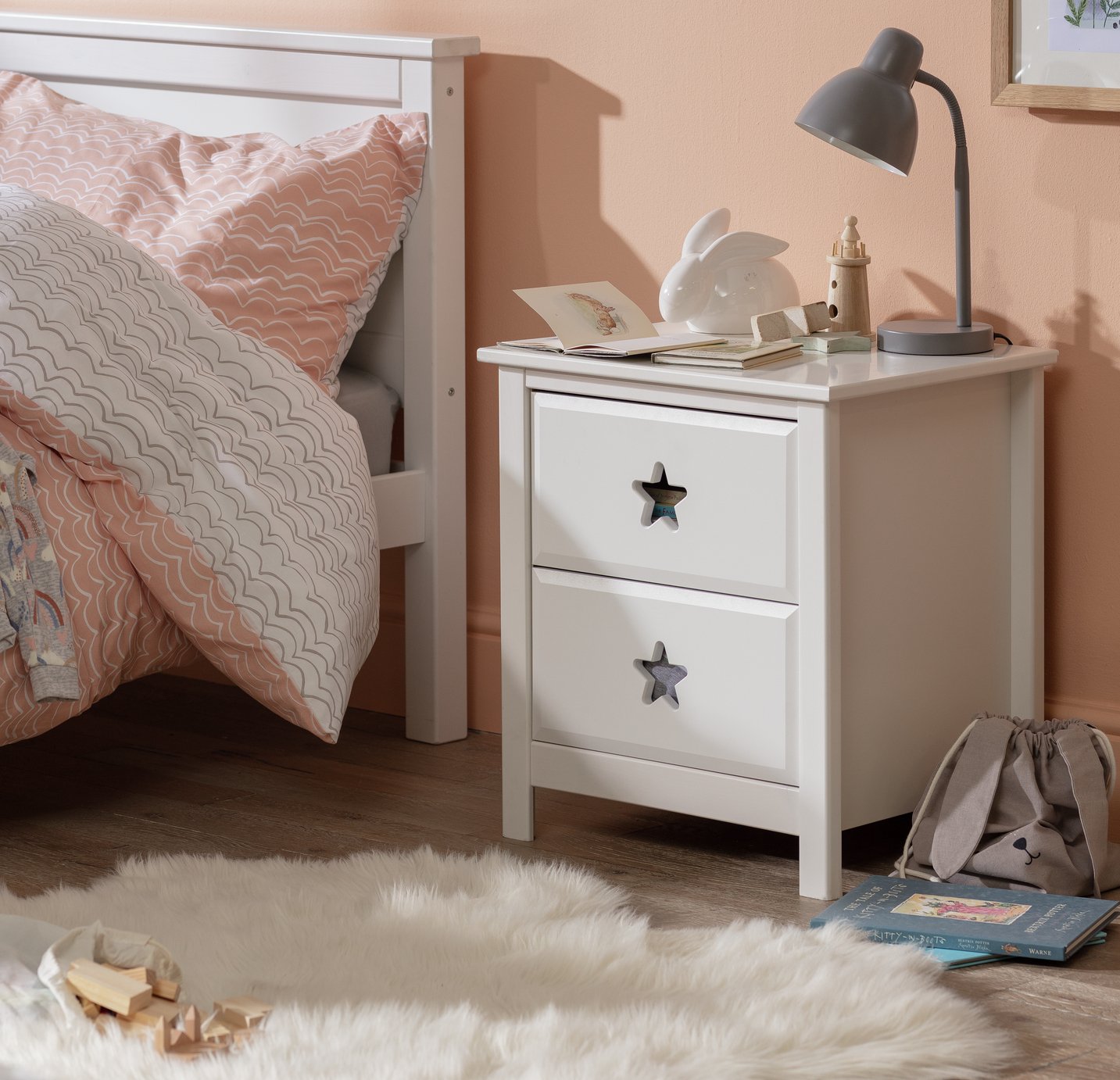 Habitat Kids Star 2 Drawer Bedside Table - White