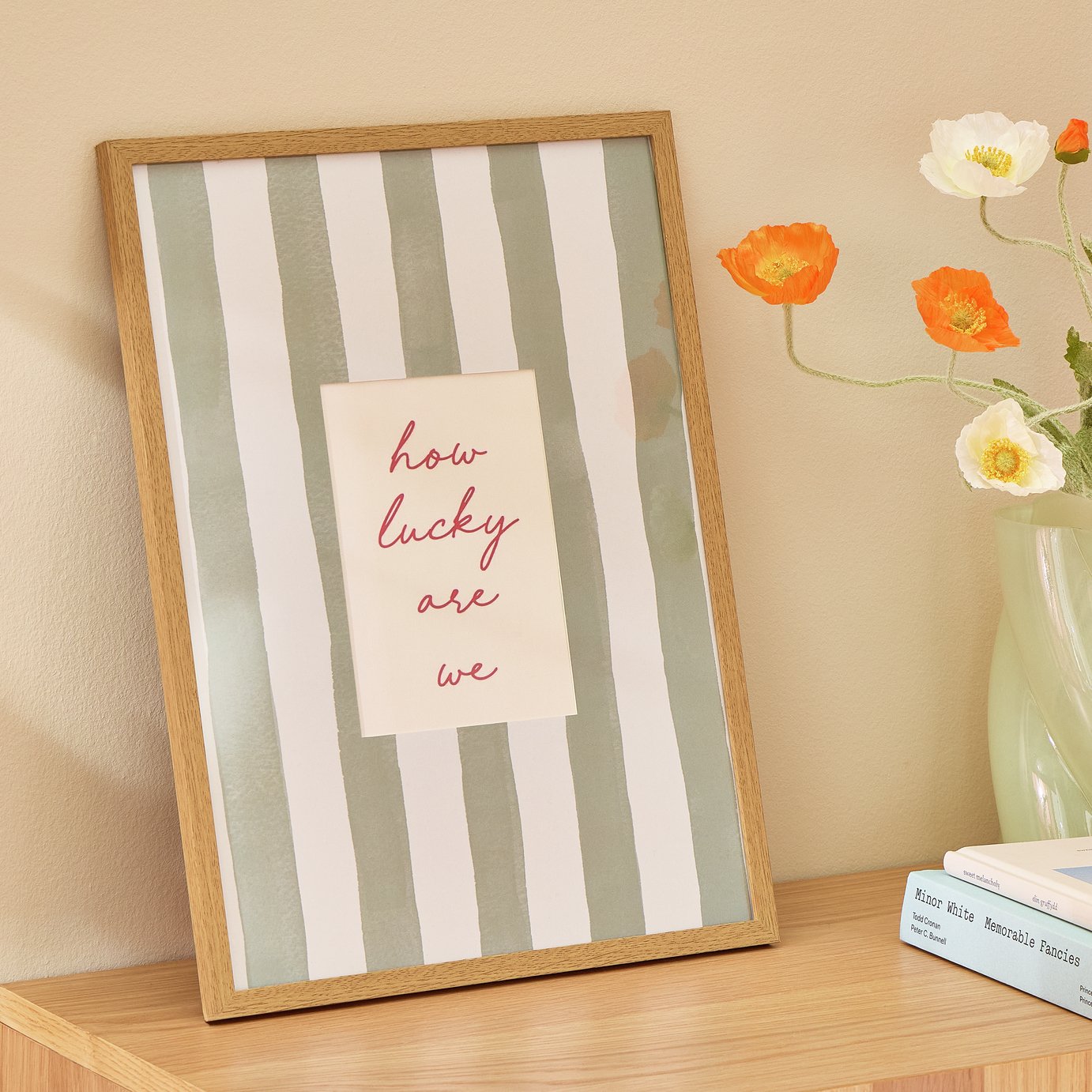 Argos Home Oversized Stripe Green Wooden Picture Frame - 5x7"