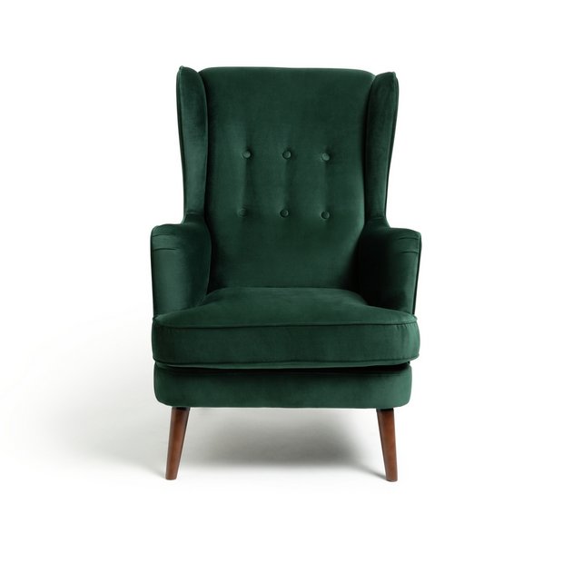 Buy Habitat Callie Velvet Wingback Chair - Forest Green | Armchairs | Habitat