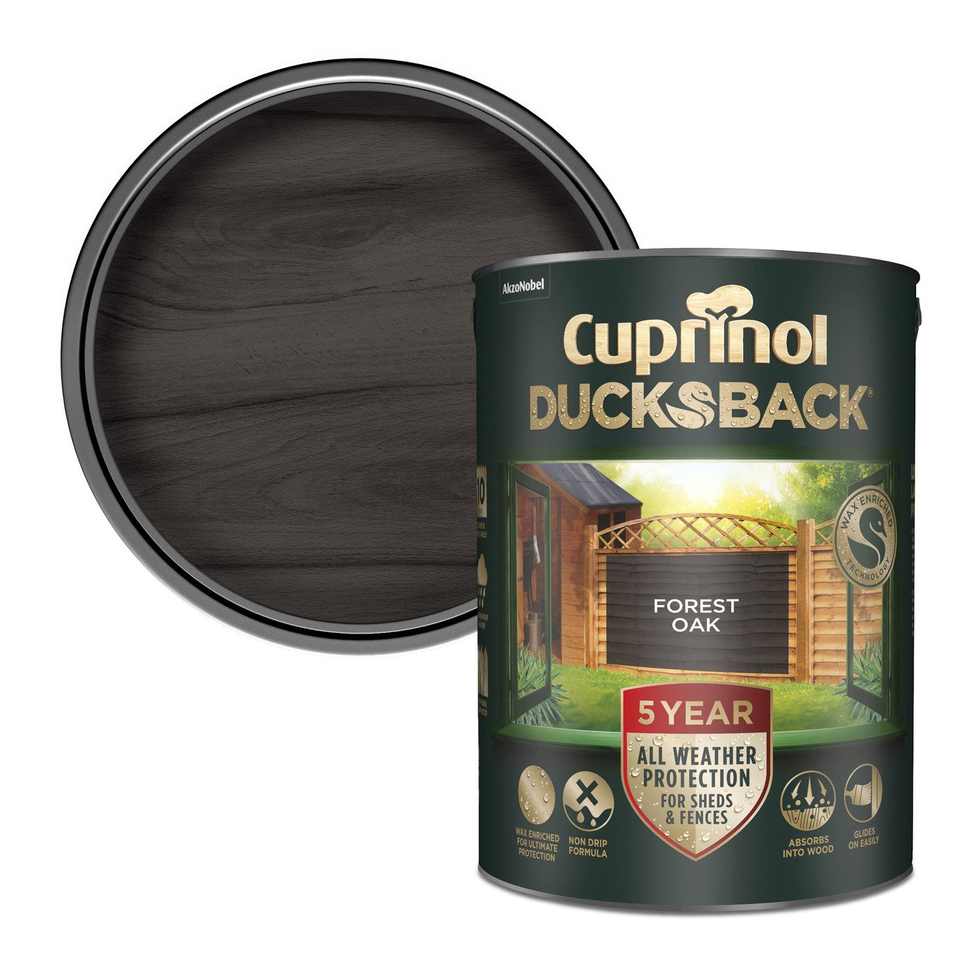 Cuprinol Ducksback Wood Matt Paint-Forest Oak-5L