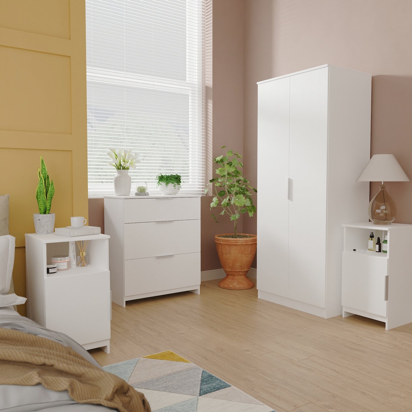 Livara Ready Assembled Orillia 4 Piece 2 Door Wardrobe Set