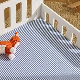 Habitat Kids Oxford Stripe Print Blue Fitted Sheet - Toddler