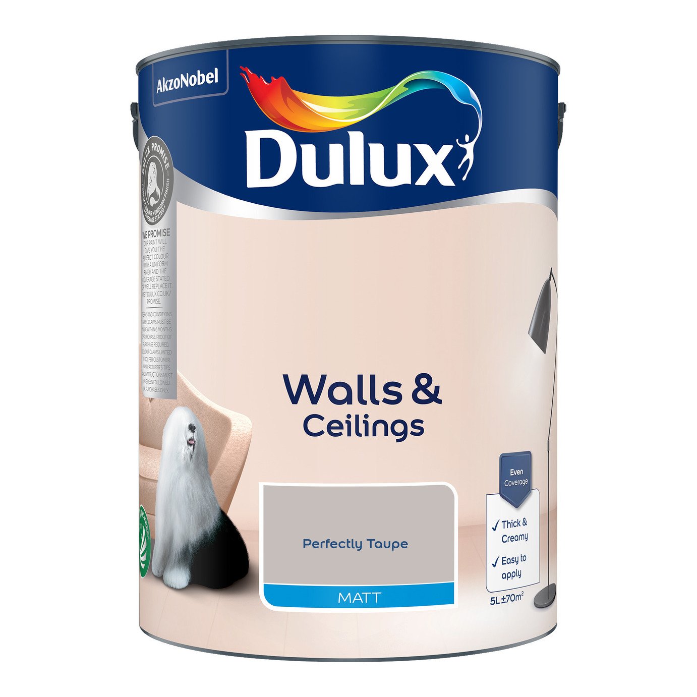 Dulux Walls & Ceilings Matt Paint Perfectly Taupe - 5L