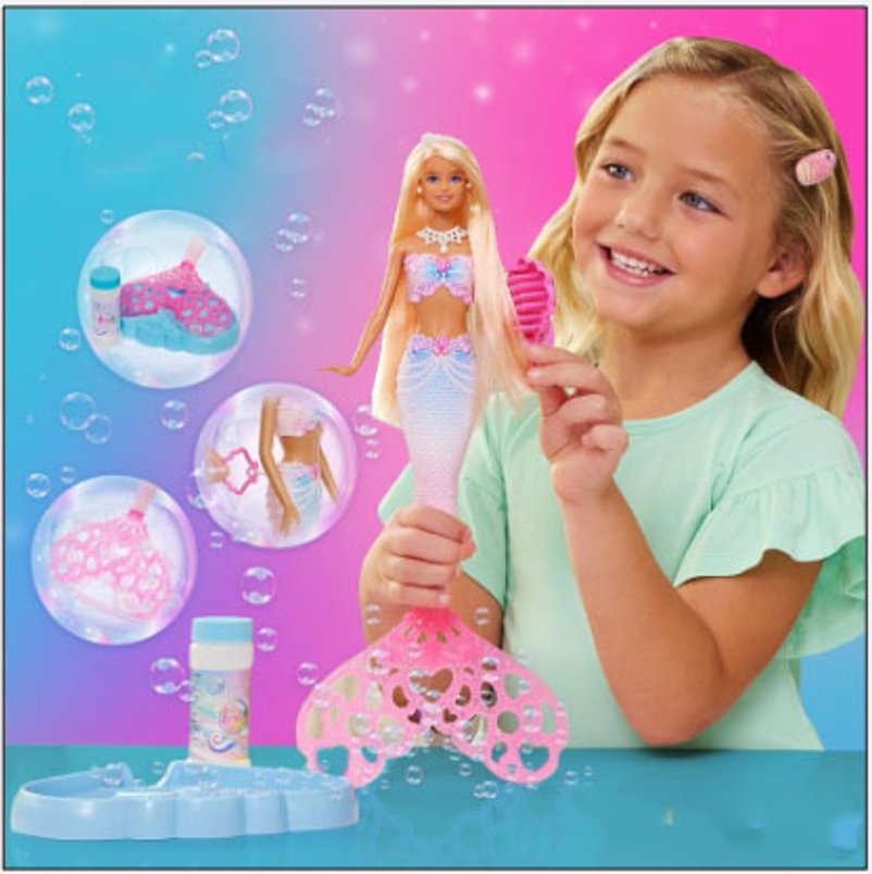 Barbie Bubble Sparkle Mermaid Doll & Accessories - 32cm