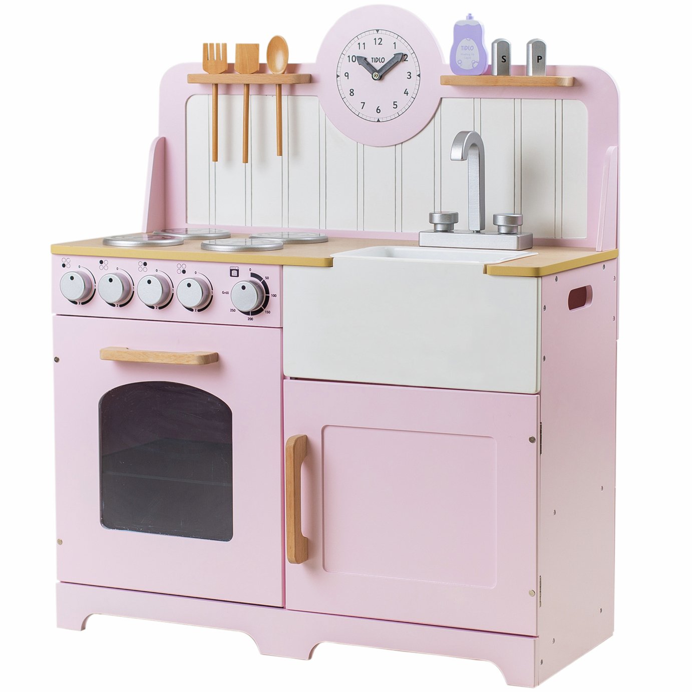Tidlo Wooden Country Play Kitchen - Pink