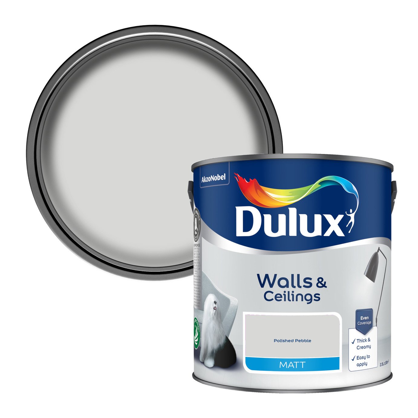 Dulux Walls & Ceilings Matt Paint-Polished Pebble-2.5L