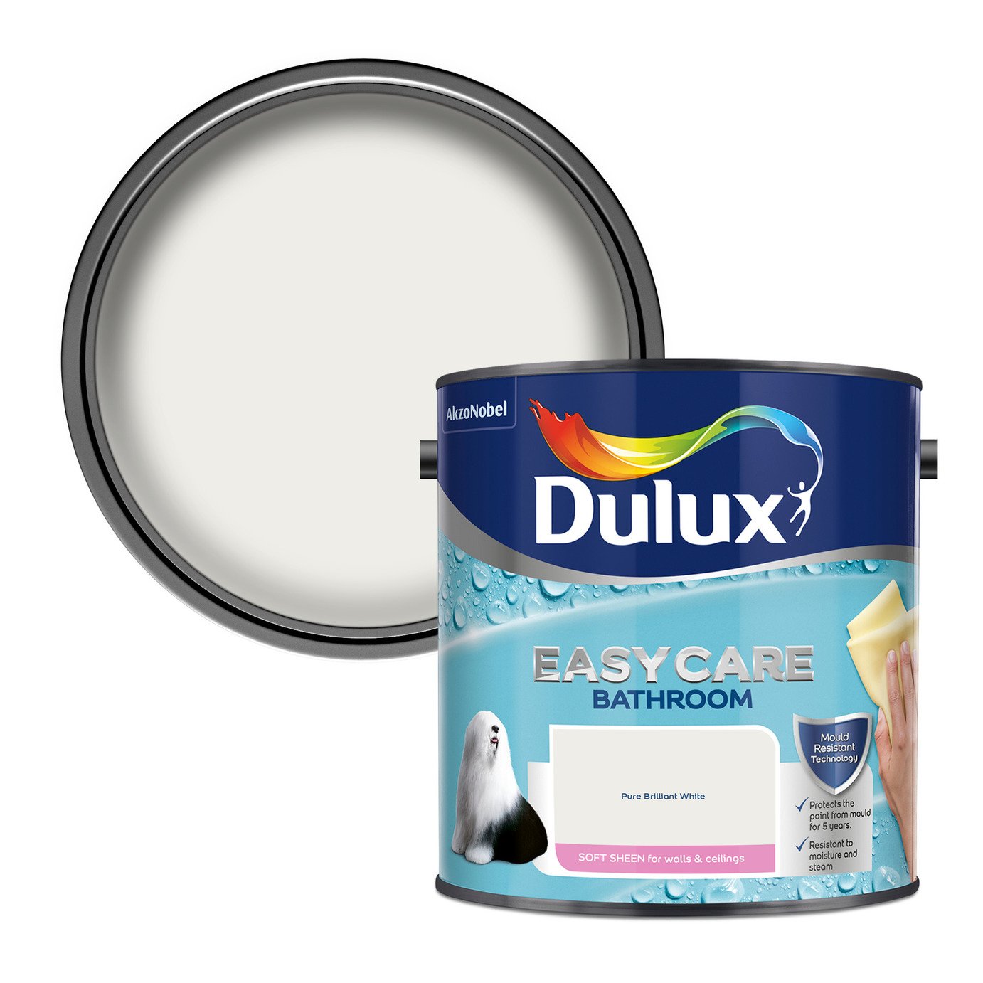 Dulux Easycare Bathroom Paint-Pure Brilliant White-2.5L