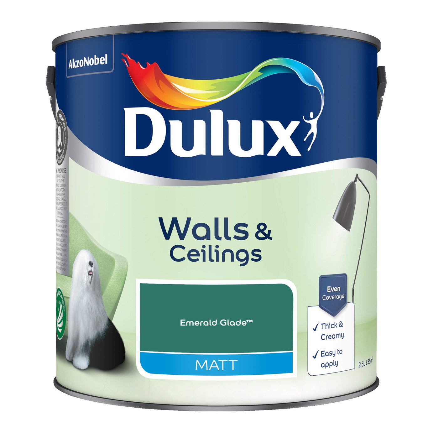 Dulux Walls & Ceilings Matt Paint Emerald Glade - 2.5L