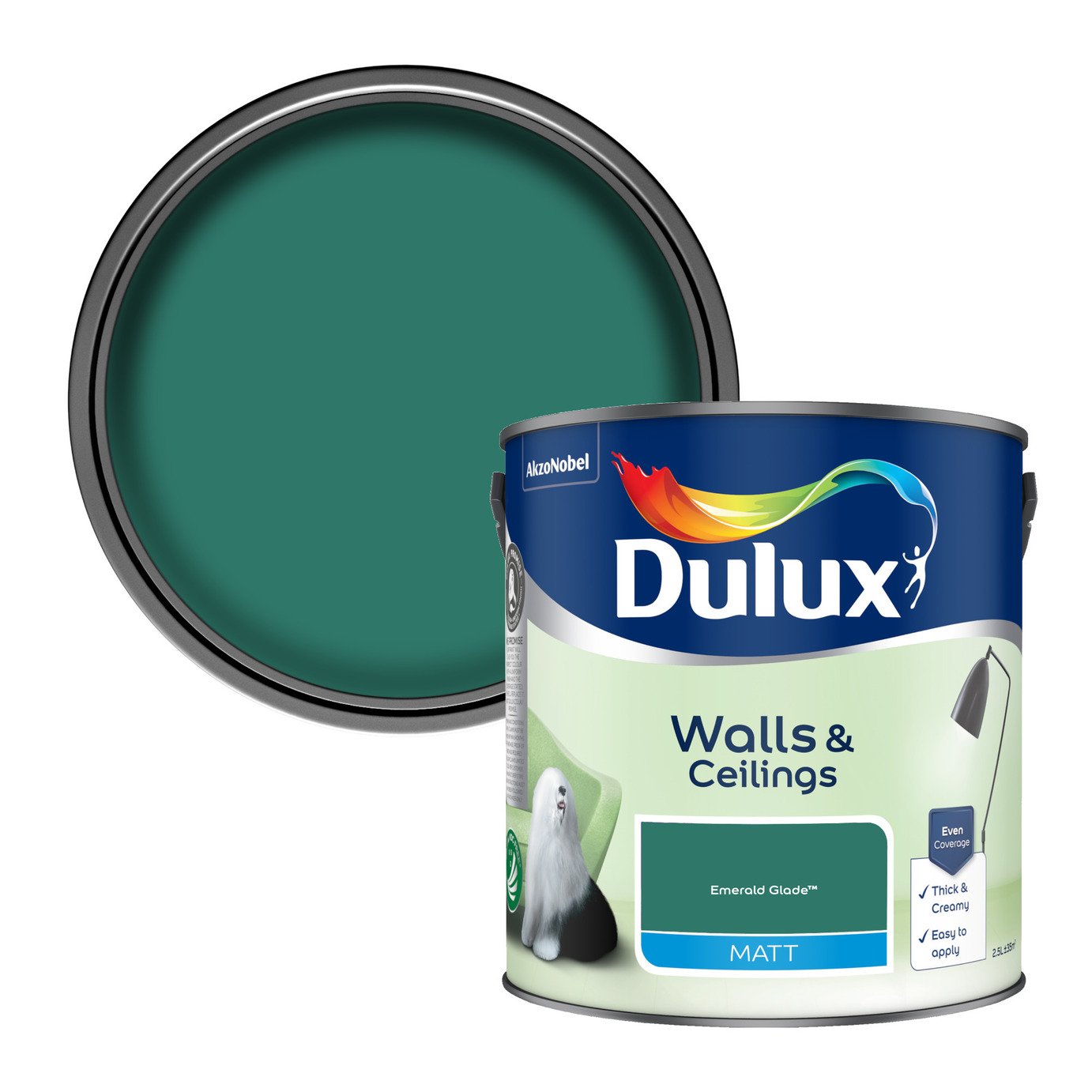 Dulux Walls & Ceilings Matt Paint Emerald Glade - 2.5L