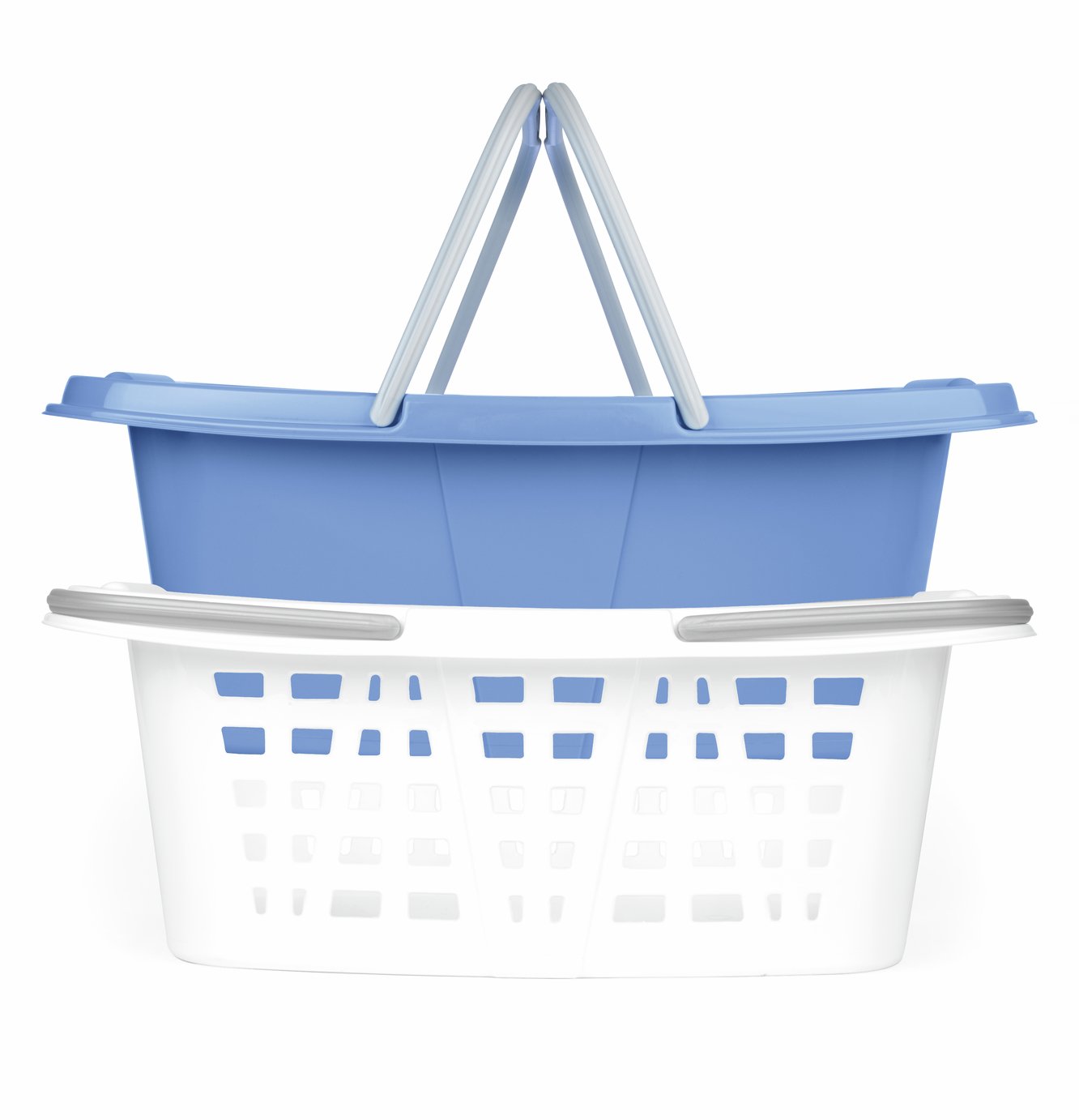 Beldray 26L Set of 2 Laundry Baskets - White & Blue