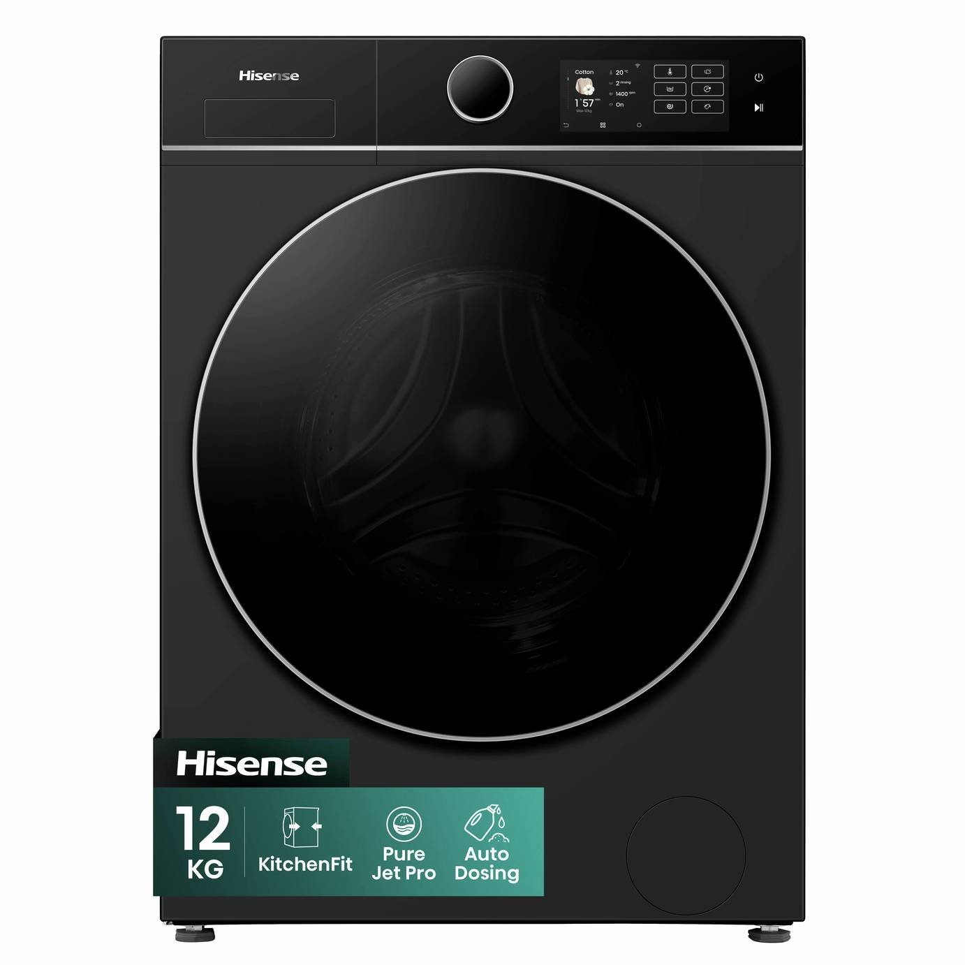 Hisense WF5I1245BBR 12KG 1400 Spin Washing Machine - Black