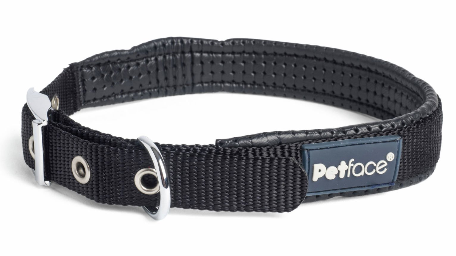 Petface Black Nylon Padded Dog Collar - Small