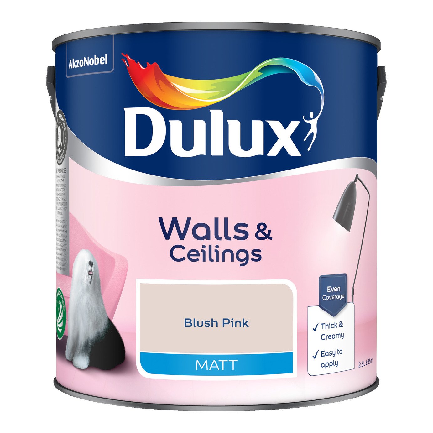 Dulux Walls & Ceilings Matt Paint Blush Pink - 2.5L