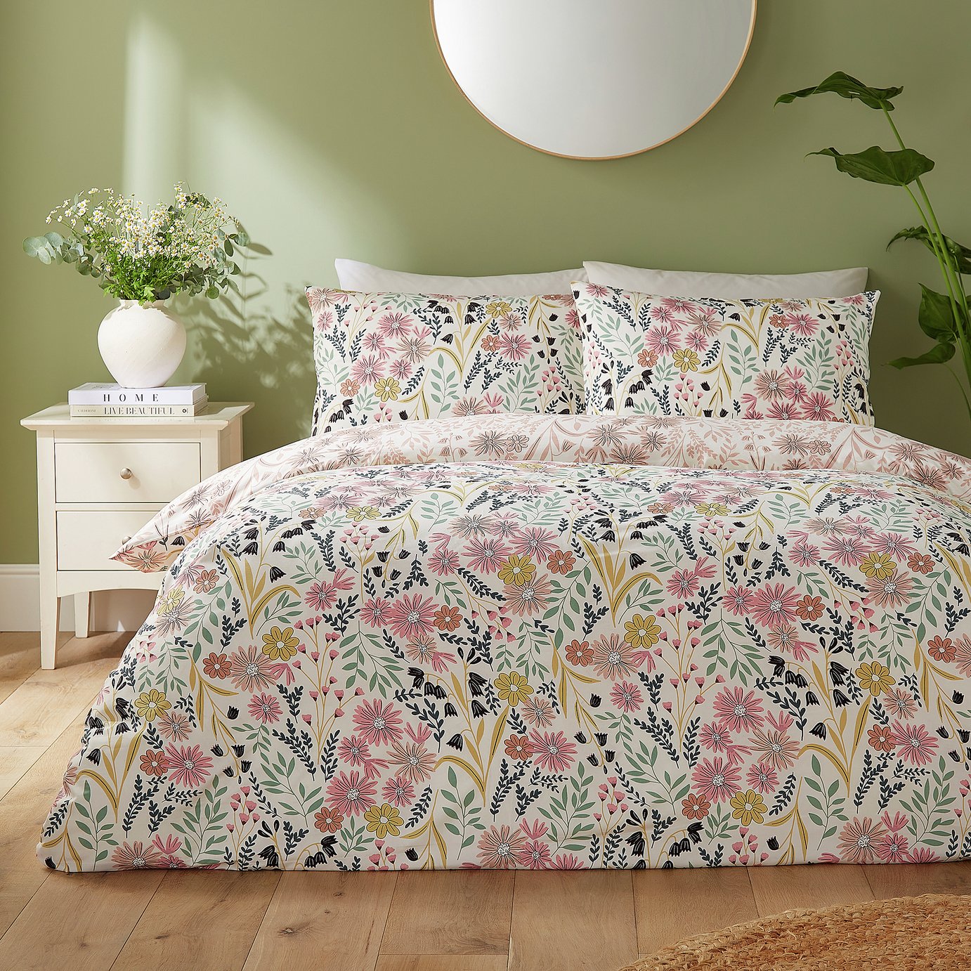 Silentnight Ditsy Floral Pink Bedding Set - Double