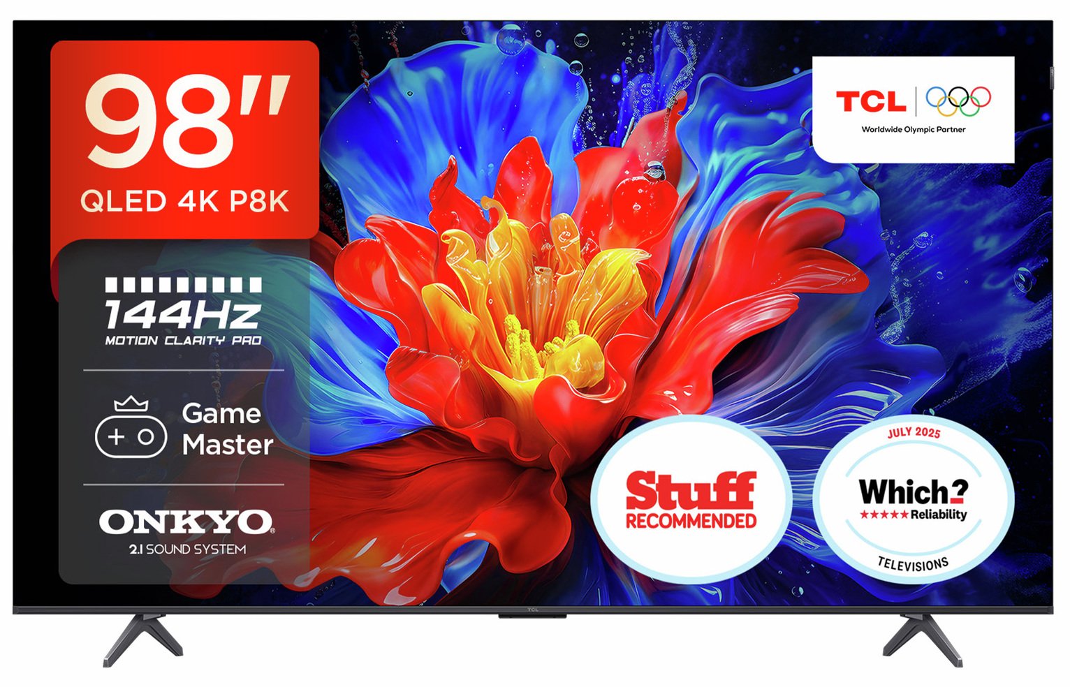 TCL 98 Inch 98P8K-UK Smart 4K UHD HDR QLED TV