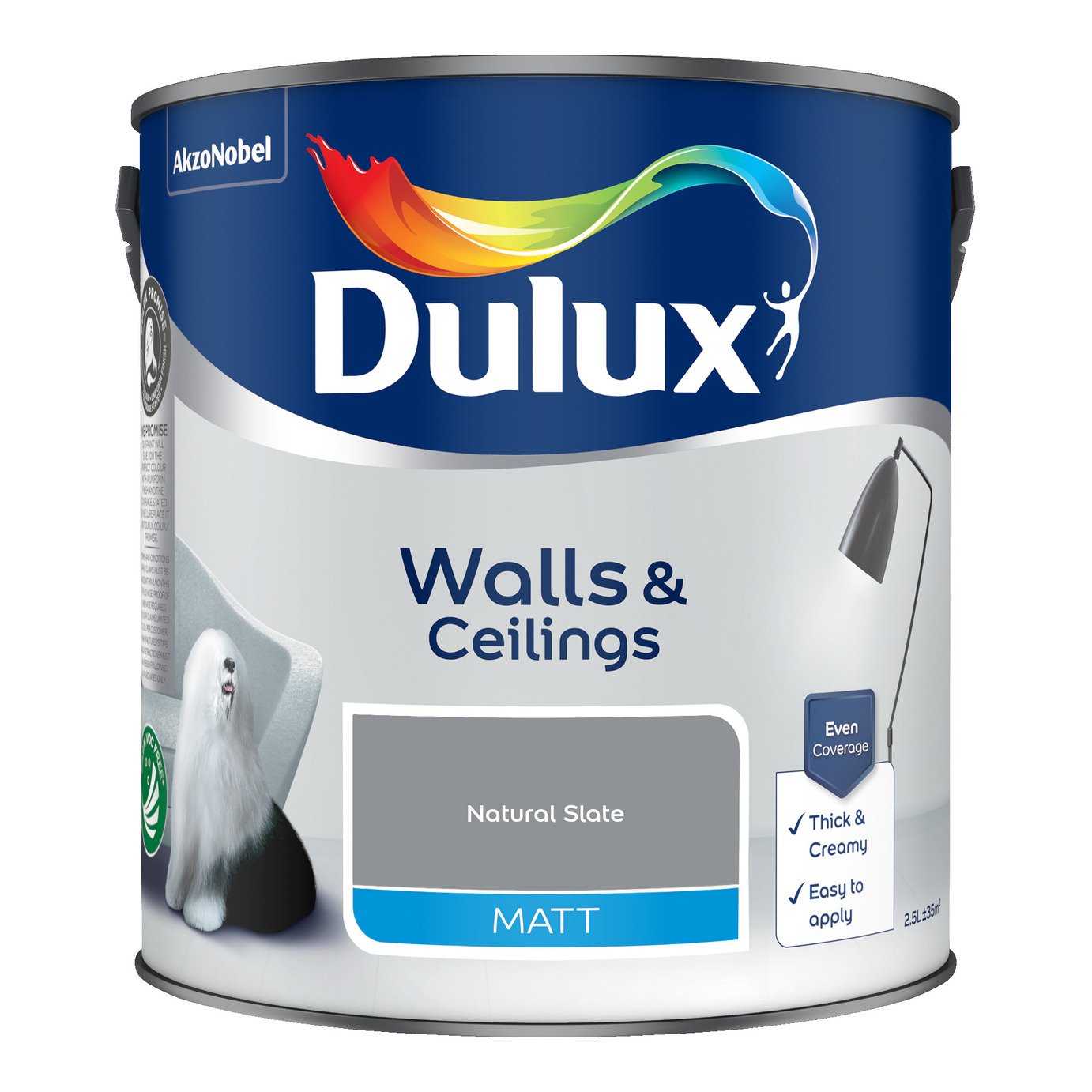 Dulux Walls & Ceilings Matt Paint Natural Slate - 2.5L