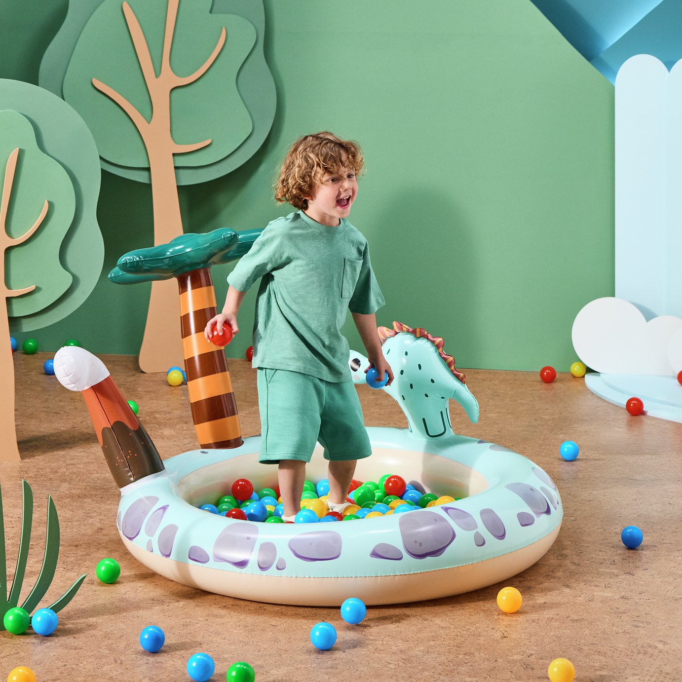 Chad Valley 2 in 1 Dino Paddling Pool and Ball Pit