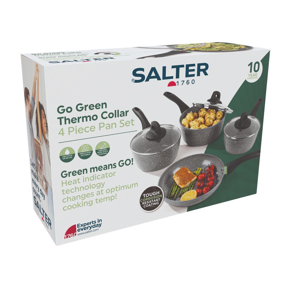Salter 4 Piece Aluminium Pan Set - Grey