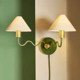 Habitat Wiggle Metal 2 Light Wall Light - Green & Natural