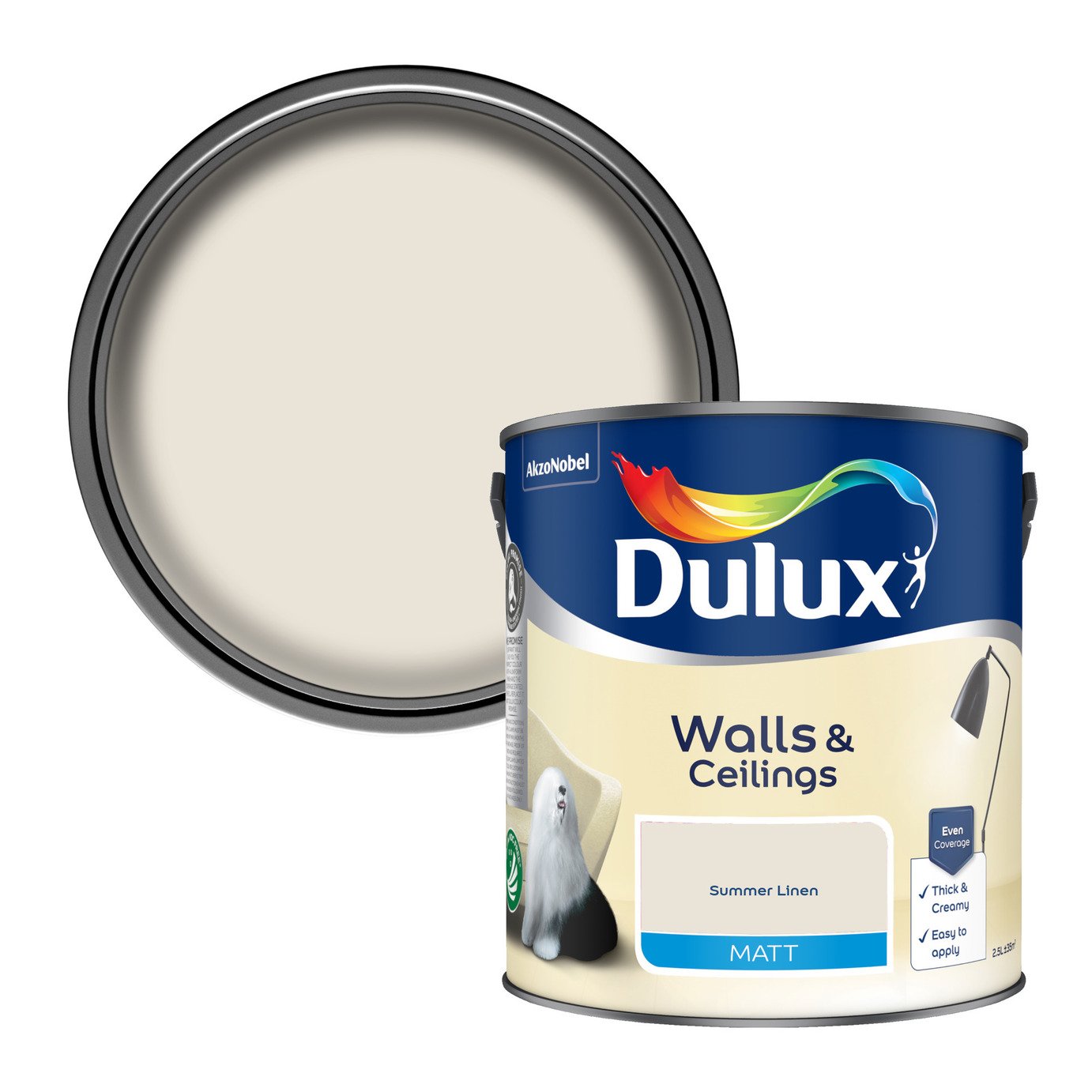 Dulux Walls & Ceilings Matt Paint Summer Linen - 2.5L