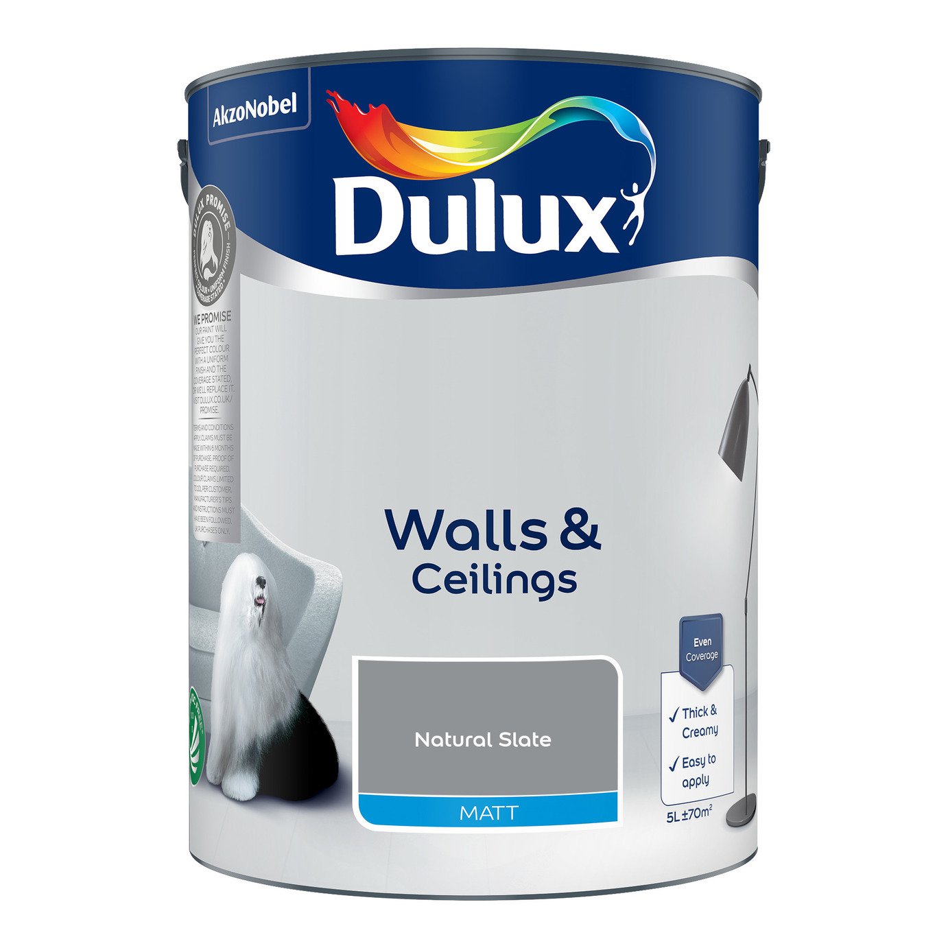 Dulux Walls and Ceilings Matt Paint Natural Slate - 2.5L