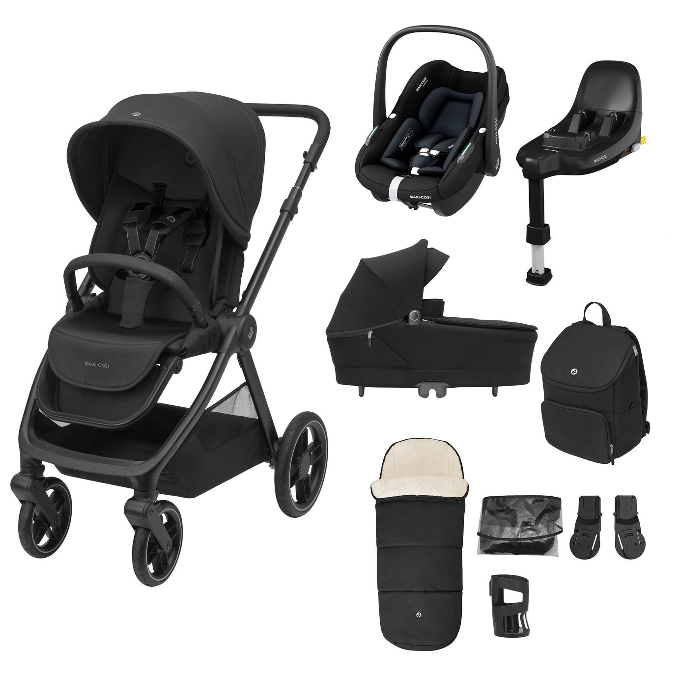 Maxi-Cosi Oxford 9-Piece Select Bundle Travel Systems-Black