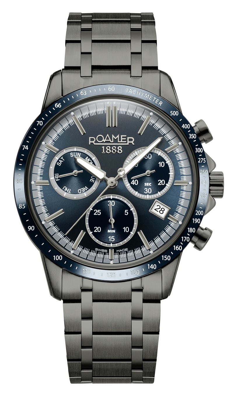 Roamer Mecury Chrono Blue Dial Black Bracelet Mens Watch