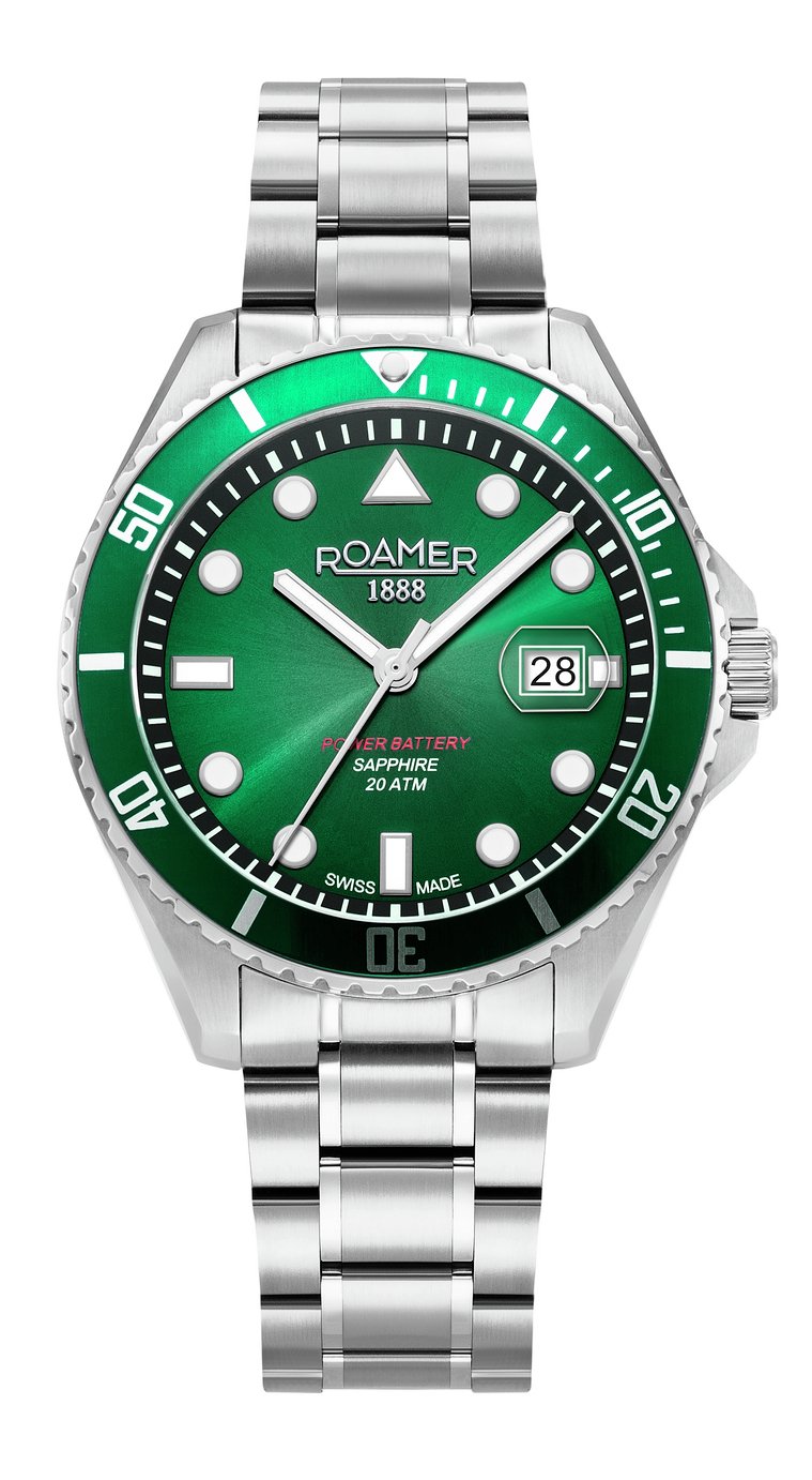 Roamer Pro Diver Green Dial Steel Bracelet Mens Watch