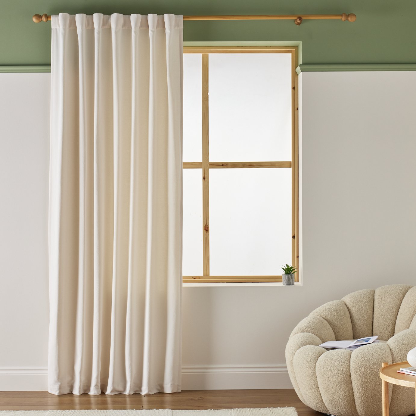 Argos Home Leaf Tab Top Voile Curtain - Cream