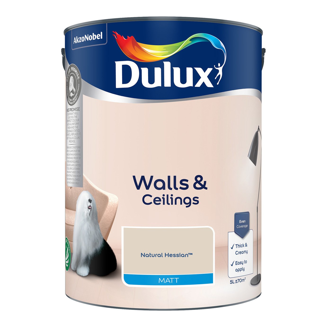 Dulux Walls & Ceilings Matt Paint Natural Hessian - 5L
