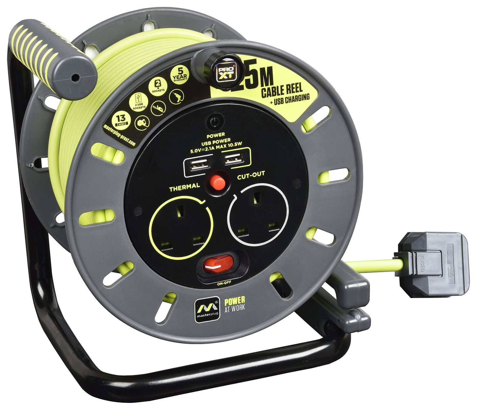 Masterplug Pro-XT 2 Socket 25m Cable Reel