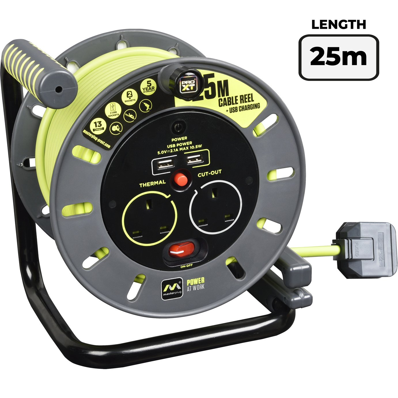 Masterplug Pro-XT 2 Socket 25m Cable Reel