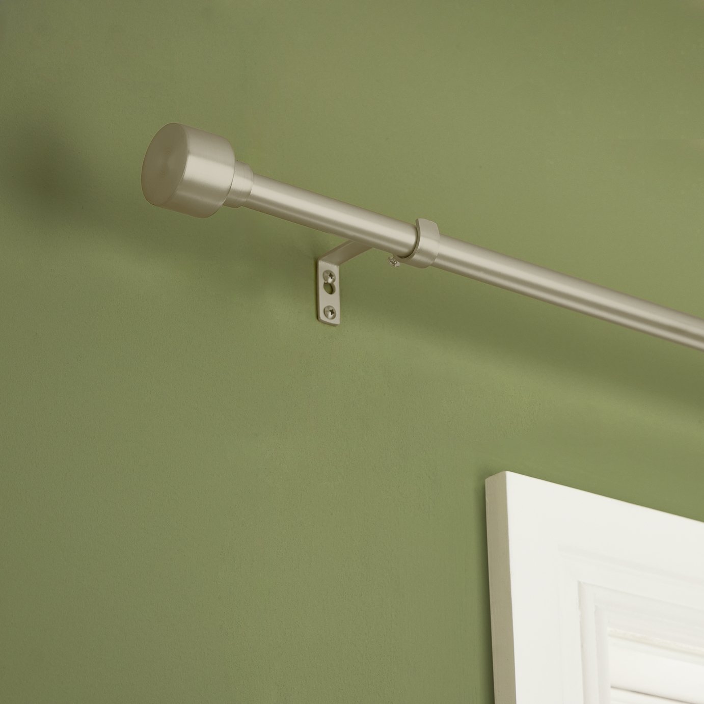 Argos Home Extendable Metal Stud Matte Nickel Curtain Pole - 120 - 210cm