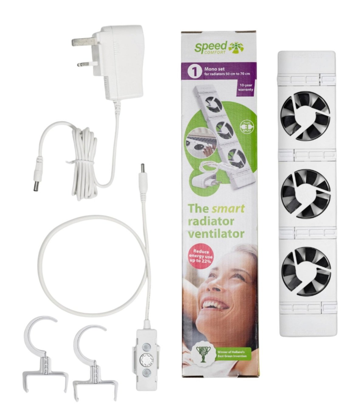 SpeedComfort Cast Iron Radiator Fan Mono Set - White