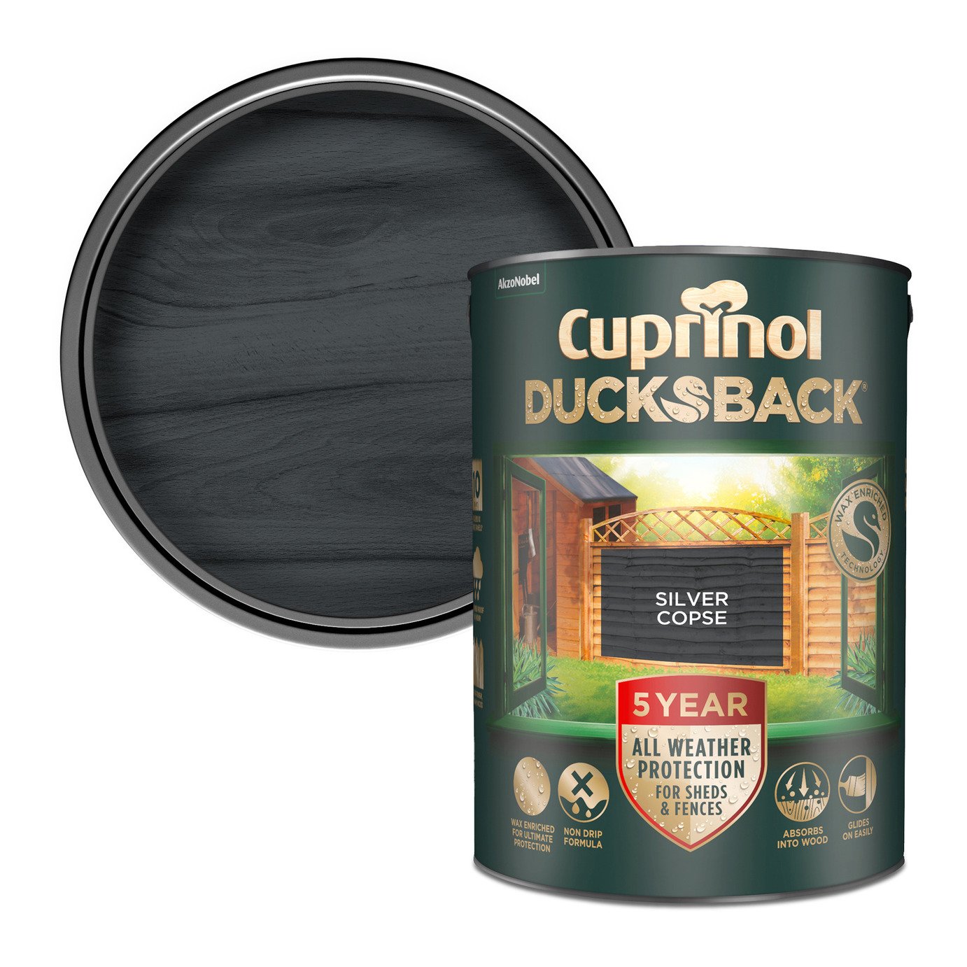 Cuprinol Ducksback Wooden Paint-Silver Copse-5L