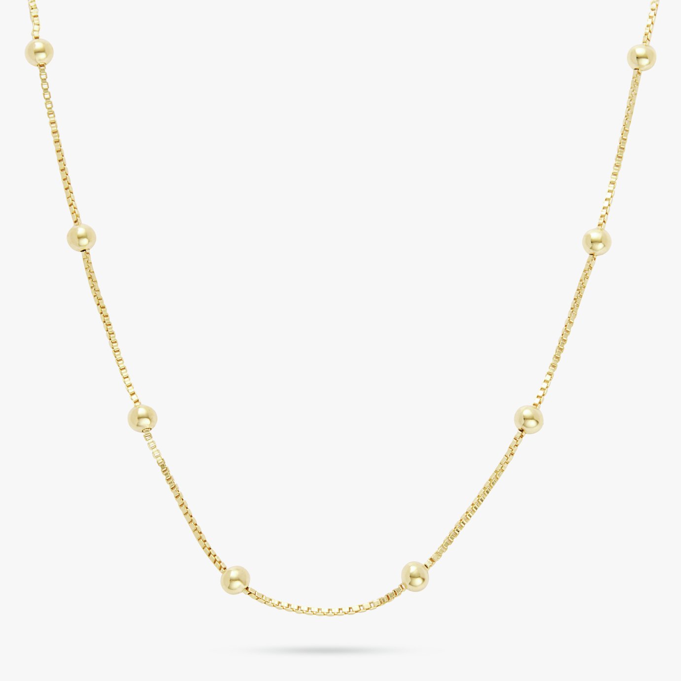 Revere Gold Plated Sterling Silver Beaded Box Chain - 18in