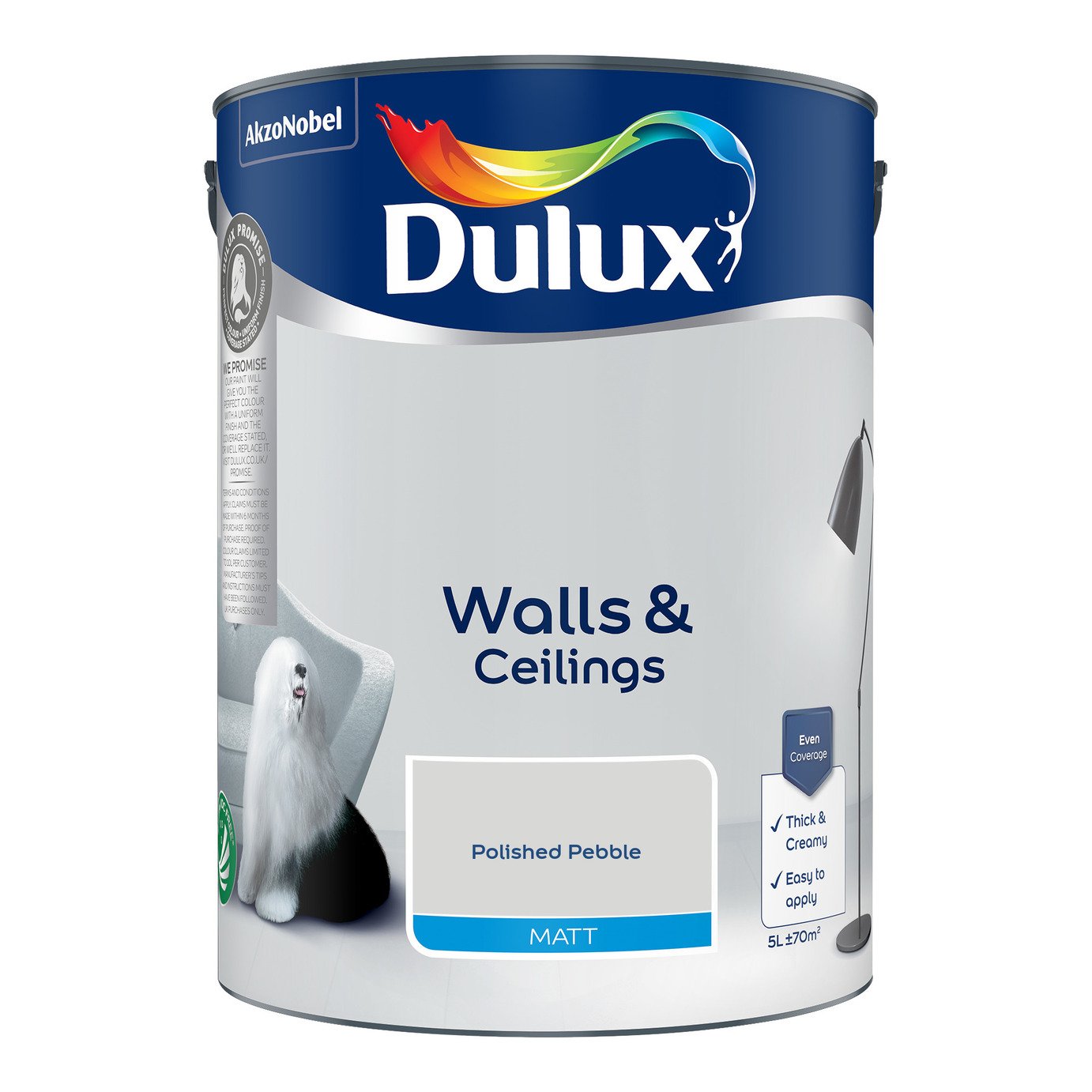 Dulux Walls & Ceilings Matt Paint Polished Pebble - 5L