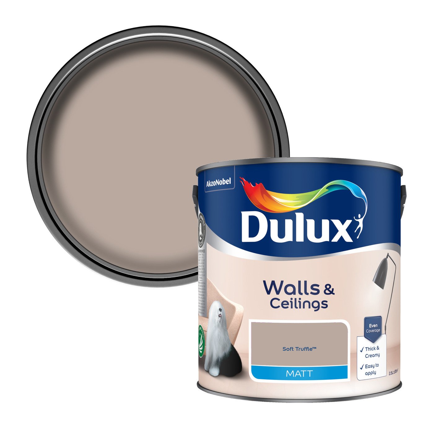 Dulux Walls & Ceilings Matt Paint Soft Truffle - 2.5L