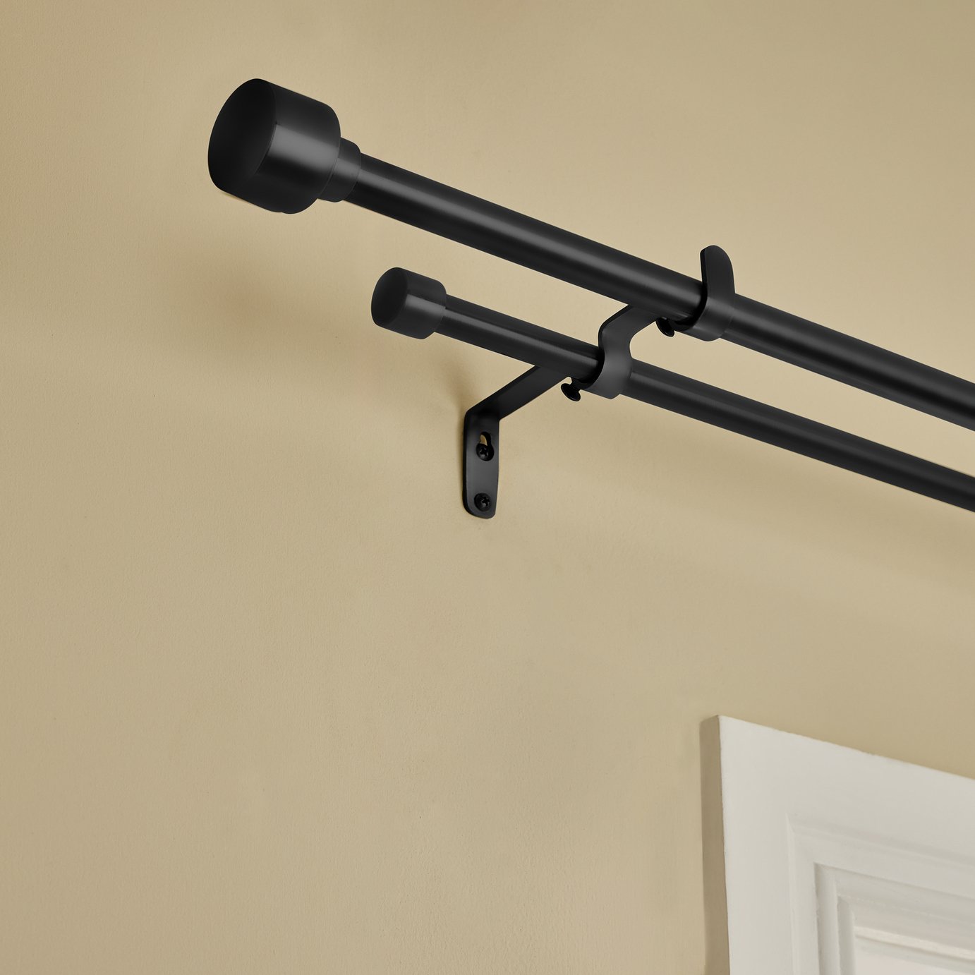 Argos Home Extendable Metal Stud Matte Black Double Curtain Pole - 165 - 300cm